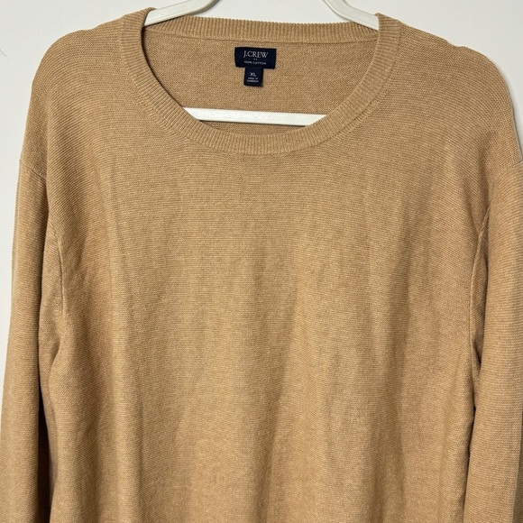 J. Crew Men's Cotton Garter-Stitch Crewneck Sweater Size XL Pullover Tan - Picture 3 of 6